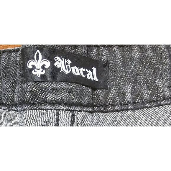 Vocal Dreamer Y2K Distressed Gray Jeans W Pearl & Rhinestone Embellishments S L - Picture 5 of 9